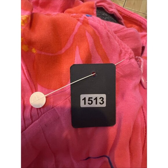 Free People Tropical Hawaiian Hibiscus Hot Pink Floral Maxi  Drtess Sz 4 # 1513 - Picture 12 of 13